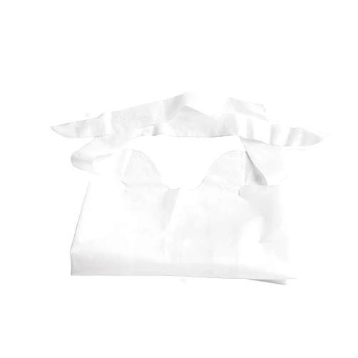 Medline Tie-On Disposable Water-Resistant Plastic White Bibs, Ideal for Healthcare Facilities, 15