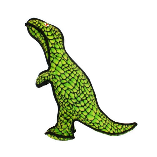 TUFFY - World's Tuffest Soft Dog Toy - Dinosaur TRex - Squeakers - Multiple Layers. Made Durable, Strong & Tough. Interactive Play (Tug, Toss & Fetch). Machine Washable & Floats. (Regular)