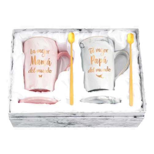 Cabtnca Papa Mama Gifts, Best Mom and Dad Gifts in Spanish, La Mejor Mama El Mejor Papa Del Mundo, Gifts for New Parents, Mom and Dad Mugs, Christmas Valentines Day Gifts for Parents, 14 Oz