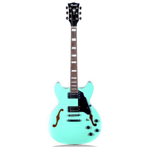 REDID Semi-Hollow Body Electric Guitar RD-100 Jazz Guitar with F-Hole,Maple neck,humbucker Pickups(Green)