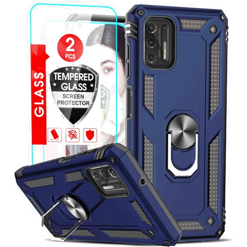LeYi for Moto G Stylus 2021 Case, Motorola Moto G Stylus Case 2021 with 2 Tempered Glass Screen Protector, Military Grade Phone Case with Kickstand for Moto G Stylus 2021 [Not Fit 5G/2020], Blue