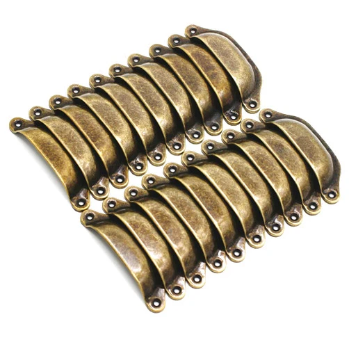 WEICHUAN 20PCS Antique Bronze Iron Drawer Knobs Pulls Handles - Vintage Kitchen Cabinets Furniture Wardrobe Medicine Pull Handle (Length: 96mm Width: 30mm)