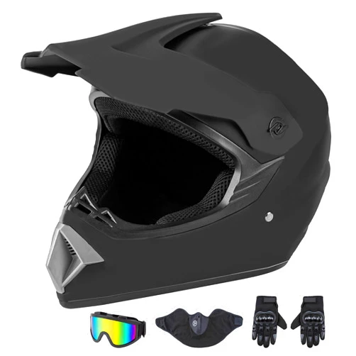 CARTMAN DOT Approved Adult Full Face Motorcycle Helmet – Matte Black, Dirt Bike, ATV & Motocross Gear, Large