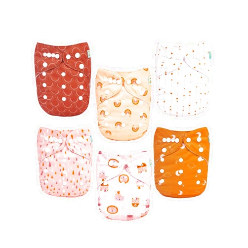 ALVABABY Baby Cloth Diaper 6 Pack with 12 Inserts One Size Cloth Diaper Covers Adjustable Washable Reusable for Baby Girls and Boys