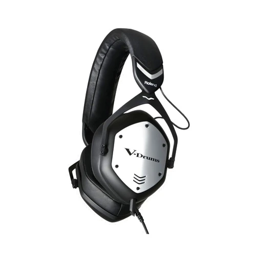 Roland VMH-D1 V-Drums Headphones | Designed by Roland & V-Moda for V-Drums & All Electronic Drum Kits | Immersive Sound | Long Cable for Tangle-Free Drumming | Customizable Shields, Black