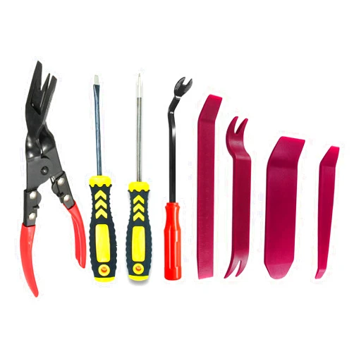 Facune 8Pcs Clip Pliers Set & Fastener Remover & Auto Trim Upholstery Combo Repair Kit & Screwdriver Set with Storage Bag for Removing Nail and Staple on Car Door Panel Dashboard Window Furniture