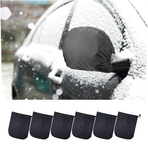 Ziciner 6 PCS Waterproof Side View Mirror Covers, Car Mirror Accessories with Drawstrings, Snow Ice Mirror Protective Equipment for Auto in Winter