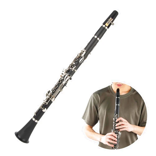VGEBY B Flat Clarinet, Clarinet 17Key Wood Bb with Cleaning Cloth Reed Screwdriver Box Musical Instrument for Intermediate Beginner (Black)