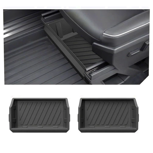 Eoryeo 2024 Tesla Cybertruck Accessory, 2PC Front Seat Storage Tray Set, Easy Install Below, Hidden Storage Custom Fit, Minimizes Clutter & Vibration, Convenient Organization for Essentials