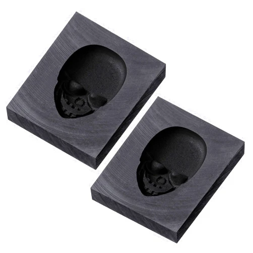 Cholemy 2 Pcs Casting Molds Skull 3D Graphite Ingot Molds Jewelry Casting Tools Crucible Mould for Metal Smelting Gold Silver Aluminum Copper Brass, 60mm x 40mm