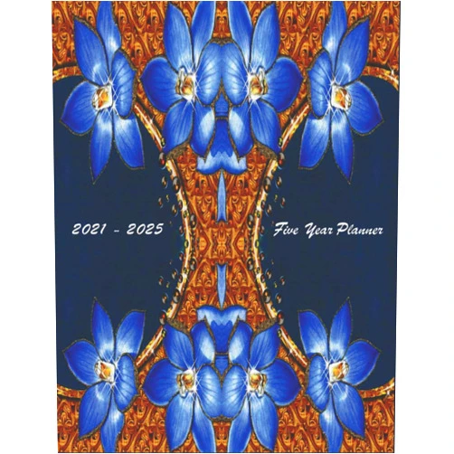 Simplified Logs And Trackers Press 2021-2025 Five Year Planner: 60 Months Journal and Logbook Agenda 2021 to 2025, Monday Start, Large Size 8.5x11 Blue Gold