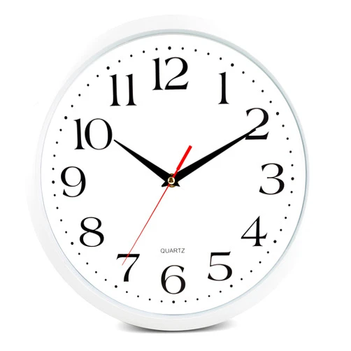 Bernhard Products White Wall Clock Silent Non Ticking, 12 Inch Quality Quartz Battery Operated Round Easy to Read Home/Office/Kitchen/Classroom/School Sweep Clock, Black Hands