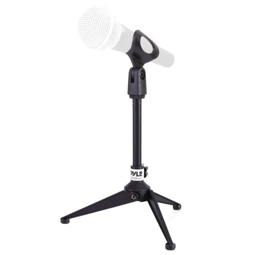 Pyle Desktop Tripod Microphone Stand - Adjustable Height 4.7” to 8.7” with Heavy Duty Clutch, Supports 5 Lbs, Ideal for Podcast, Screencasts, or Desktop Applications