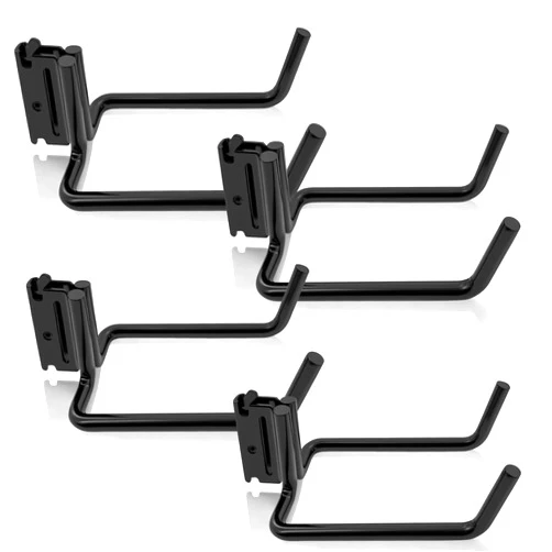 Loyala E-Track Heavy Duty Shovel Hanger with Double J Hook, E-Track Accessories for Enclosed Trailer,Trucks, Vans, Warehouses, Garages, Workshop for Store Long Handled Tools (Black-4pcs)