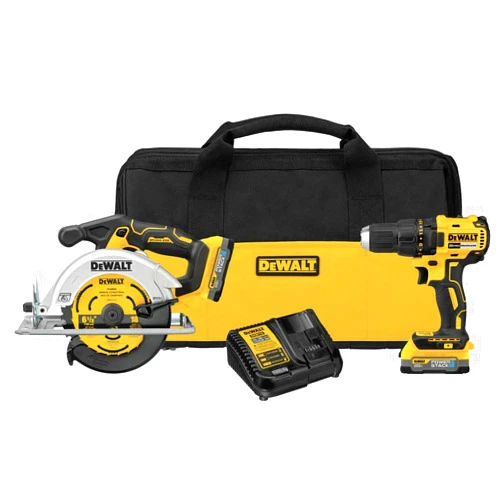 DEWALT 20V MAX* Brushless Cordless Circular Saw and Drill Combo Kit with DEWALT POWERSTACK™ Compact Batteries (DCK239E2)