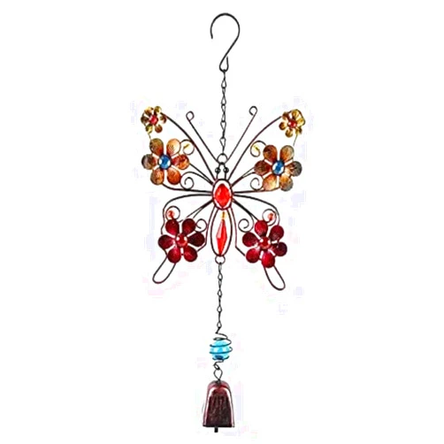 Mstorxxin Butterfly Wind Chimes Outdoors Unique Ornament with Elegant Metal Frame, 2025 Colorful Crystals & Flowers, Tinkling Bell Wind Chimes for Outside, Garden, Bedroom Birthday Gifts for Women
