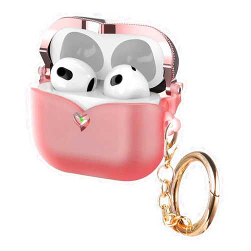 HNSMART Cute Lovely AirPods Case Cover, Soft Silicone Protective Cover with Keychain for Women Men Girl Compatible with Apple AirPods pro 2nd Generation Charging Case, Scratch Proof and Drop Proof (Pink-A)