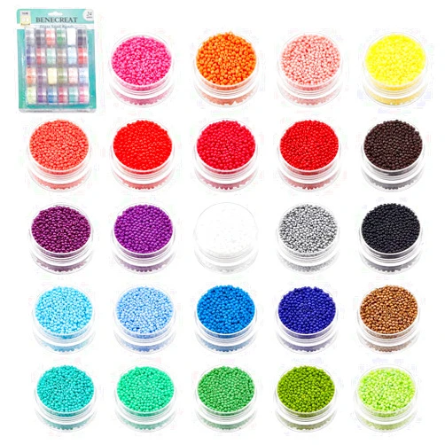 PH PandaHall Glass Seed Beads 11/0, 24 Boxes of 24000pcs 2mm Round Pony Bead Multicolor Mini Spacer Beads for Friendship Earring Bracelet Waist Chain Jewelry Making Spring Summer
