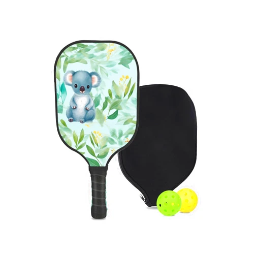 KUAVETO Carbon Fiber Pickleball Paddle Set, All The DIY Fun You can Have with Koala-BR65 Pattern Custom Made Honeycomb Polymer Core- Includes 1 Paddle, 2 Balls, and 1 Paddle Cover