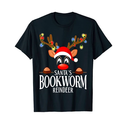 99 Gifts X-Mas Reindeer Family Christmas Pajamas Santa's Bookworm Reindeer Funny XMas Matching PJS T-Shirt
