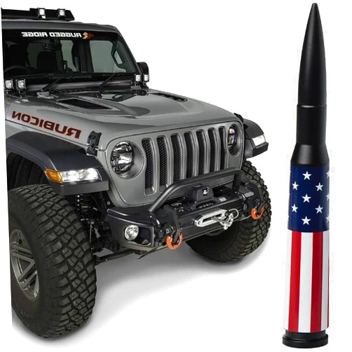 EcoAuto Bullet Antenna for Jeep Wrangler JK & JL (2007-2023) & Jeep Gladiator – Jeep Wrangler Antenna with Anti Theft Design – Highly Durable Truck Antenna – Jeep Wrangler Accessories (American Flag)