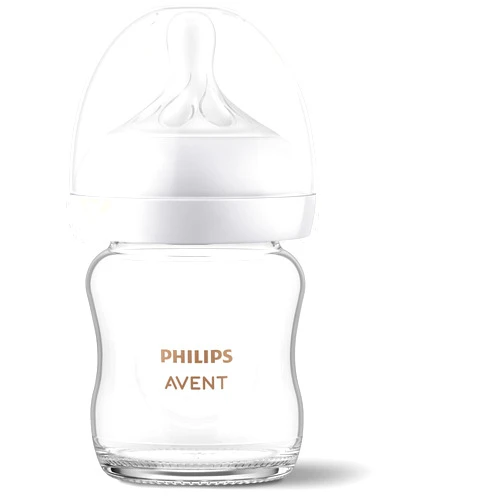 AVENT Philips AVENT Glass Natural Baby Bottle with Natural Response Nipple, Clear, 4oz, 1pk, SCY910/01