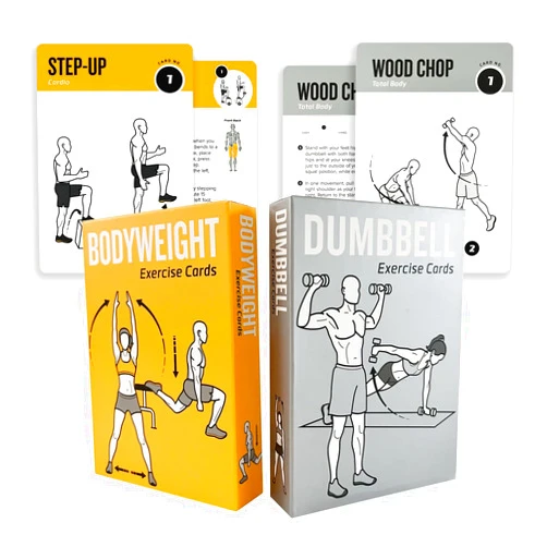 MOVASEE Workout Cards,2 Packs Bodyweight & Dumbbell Exercises Cards 100 Different Exercises and 24 Strength with Detailed Illustrations, Large Size 5