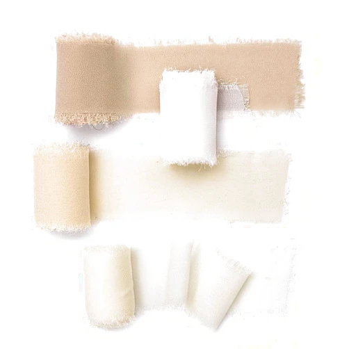 Ling's Moment Handmade Fringe Ivory Nude Ribbon Chiffon Silk-Like Beige Ribbon Smooth Tan Ribbon Ombre Colors Chart, Ballet Nudes