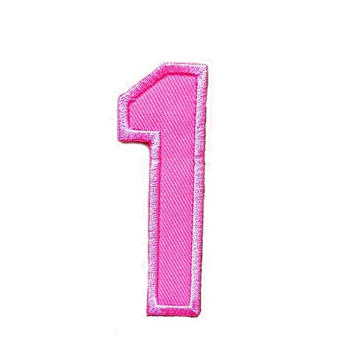 NiPitShop Number 0-9 Patches Letter No.1 Number One Pink Number 1 Math School Symbol Counting Embroidered Patch Letter Arabic Numerals Sew On/Iron On Patch Applique Clothes Dress Plant Hat Jeans Sewing (Pink Number 1)