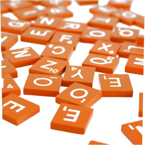 CleverDelights 100 Wood Letter Tiles - Burnt Orange Color - Complete Set - Game Replacement Pieces