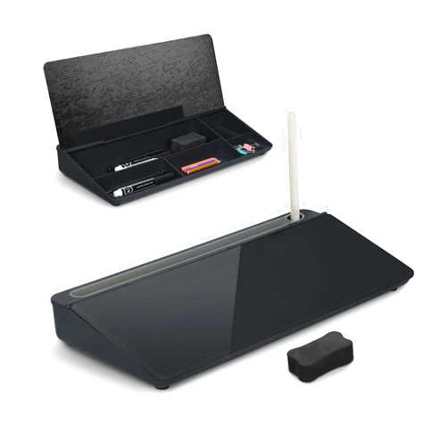 ORIENTOOLS Small Glass Desktop Whiteboard, Desk Whiteboard, to-do List Memo Desk Dry Erase Board with Storage, Computer Pad & Keyboard Stand, Desk Organizers with Accessories for Office, Home, School