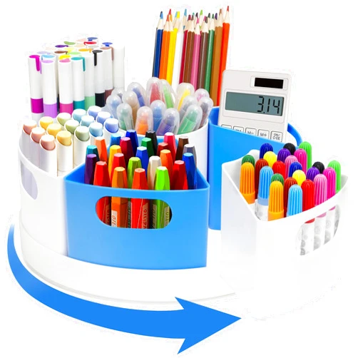 ZERUIDM Rotating Art Supply Storage Organizer for Kids, Crayon Marker Organizer and Pencil Holder for School Teachers and Classroom Crafts,Rotating Desk Organizer Caddy for Kids