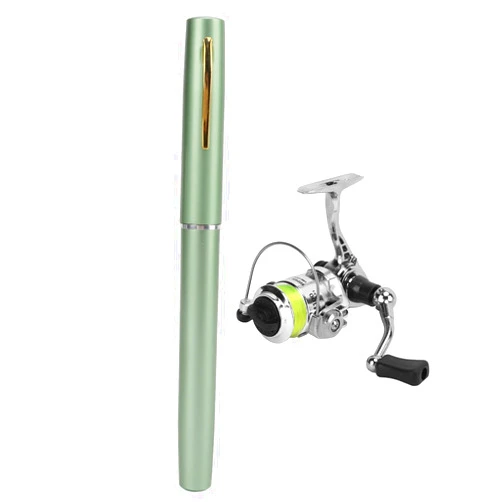 VOYLINTD Portable Mini Pen Shape Fishing Rod Pole, Retractable Fishing Rod with Reel Wheel for Sea, River, and Ice Fishing, Lightweight Aluminum Alloy Design