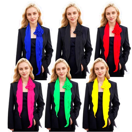WADAINIS 6PCS Chiffon Scarf for Women Lightweight Soft Neck Scarf Accessory Rose Flower Long Skinny Necktie Choker