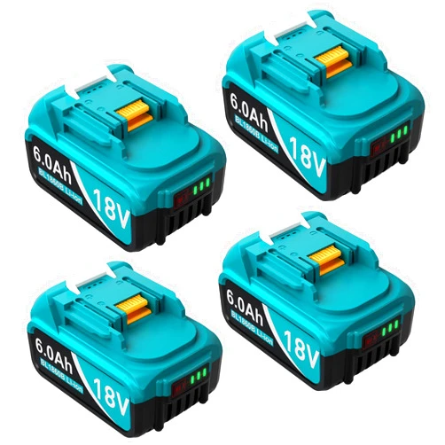 APTOOLER Replacement for Makita 18V Battery 6.0Ah 4/pk Compatible with Makita BL1815 BL1830 BL1835 BL1840 BL1850 BL1860 18volt Battery, Blue