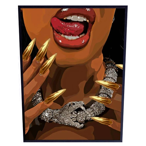 YELLOWBIRD ART & DESIGN Black Wall Art Black women - Melanin Black Girl African Americans - Aesthetic Funky Trendy Wall Decor - Glam Living room, Bedroom Decor - Chic Home Decor - Cool Wall Art - African American Wall Art
