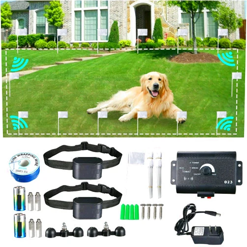 SUXIAN Electronic Dog Fence, Remote Dog Training Shock Collar & Underground/In-ground Electric Electronic Dog Boundary Containment Fence System,300m Wire, Harmless for All Dogs,for2dogs