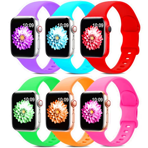 AMSKY 6 Pack Sport Bands Compatible with Apple Watch Band 38mm 40mm 41mm 42mm 44mm 45mm 49mm 46mm,Silicone Waterproof Strap Compatible with iWatch Apple Watch Series 10 9 Ultra 8 7 6 5 4 3 2 1 SE Women Men