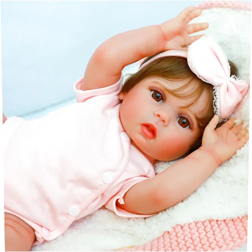 SCOM Lifelike Reborn Baby Dolls - 18 Inch Anatomically Correct Silicone Baby Girl, Realistic Dolls Girl with Full Body Vinyl, Newborn Real Life Baby for Kids 3+