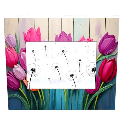 Hsorgin Flower Tulip 4x6 Photo Frame Home Décor Wedding Gallery Wall Picture Frame for Wall and Tabletop Display