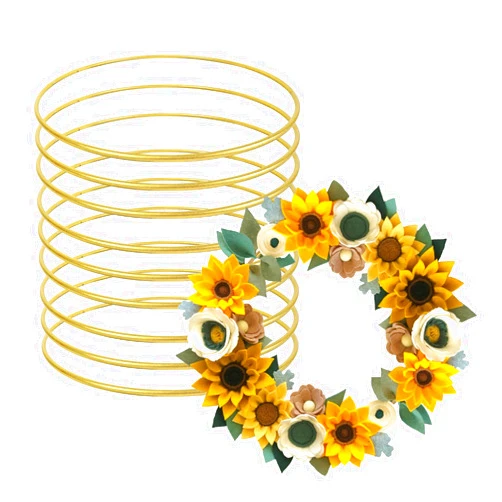 UNIIDECO 10 Pack Metal Floral Hoops Gold Wreath Rings for Macrame Crafts Centerpiece Dream Catcher Christmas Wreath Wedding DIY Wall Hanging Decor (10 Inch)