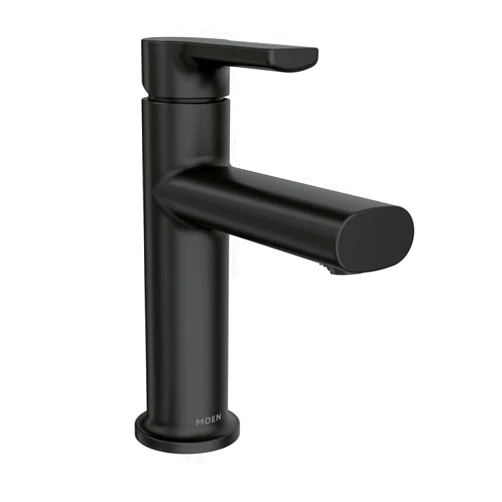 Moen Meena Matte Black One-Handle Single Hole Modern Bathroom Sink Faucet with Optional Deckplate and Drain Assembly, 84794BL