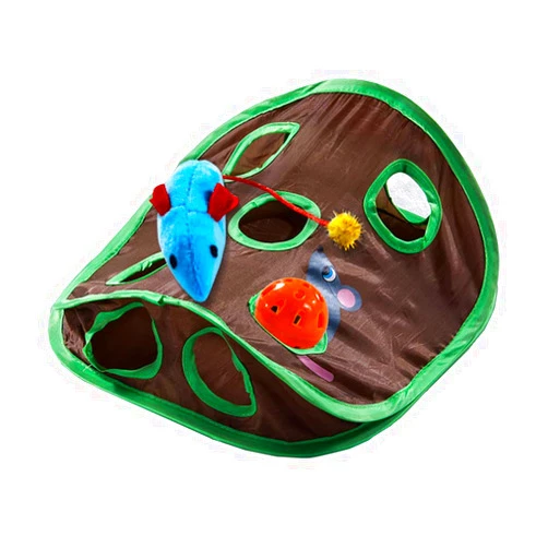 Alnicov 9 Mouse Hole Cat Interactive Toys,Polyester Cat Intelligence Toys Training Toys Cat Accessories Easy to Set Up Cat Supplies