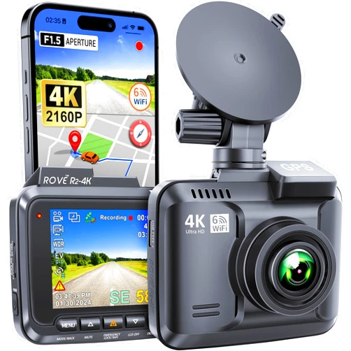 ROVE R2-4K Dash Cam Built-in WiFi GPS Car Dashboard Camera Recorder with UHD 2160P, 2.4