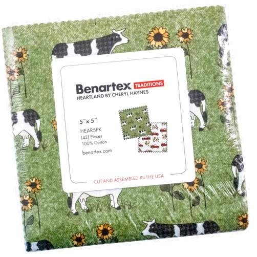Benartex Cheryl Haynes Heartland 5X5 Pack 42 5-inch Squares Charm Pack Benartex