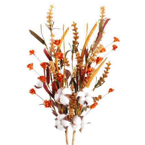 HUAESIN 2 Pcs Artificial Fall Flowers 25 inch Fall Floral Stems with 3 Cotton Flowers Cotton Stems Decor Branches Autumn Flower Arrangement for Home Table Centerpeices Thanksgiving Fall Festival Decor