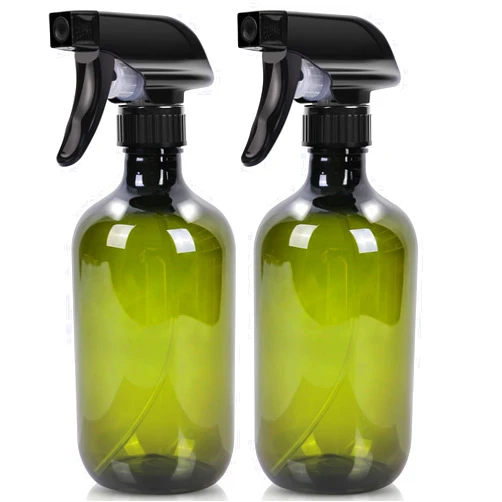 Calvalor Cleaning Spray Bottles for Plants Misters for Inside, 2 Pack 16.9 oz Squirt Bottle, Water Spray Bottle Mist Sprayer, No Leak Hair Mister Spray Bottle Empty with Adjustable Nozzle (Green)