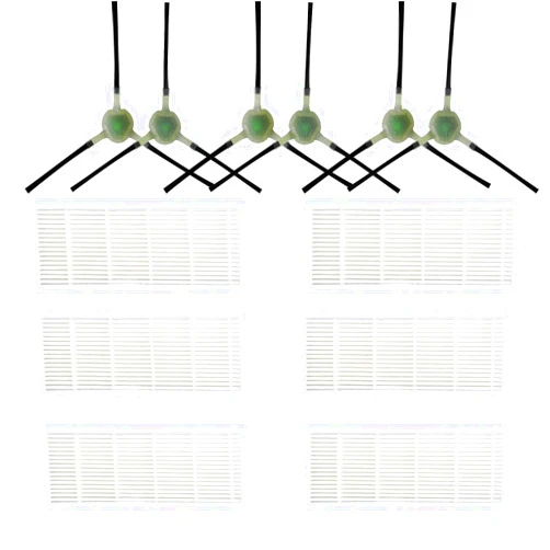 Rinakou Replacement Accessories Kit Compatible with EICOBOT R20 Robtic Vacuum Cleaner,6 Side Brushes,6 Hepa Filters (12 Pack)
