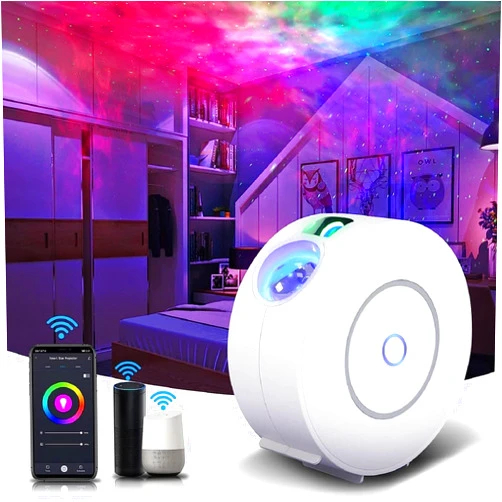 TENPLYUE Smart Galaxy Star Projector,LED Starry Sky Night Light,Nebula Ceiling Night Light App & Voice Controlled,North Star Light,Dynamic Water Wave Pattern