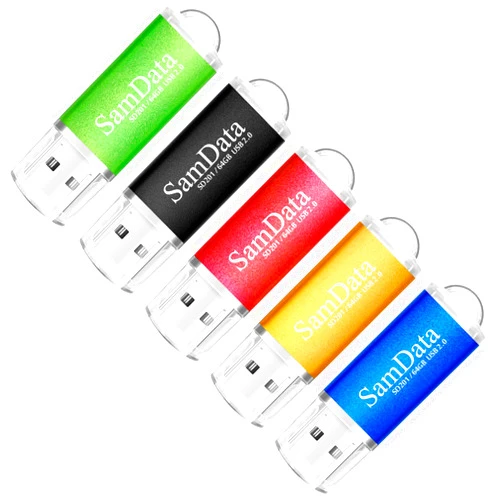 SamData 5 Pack 64GB USB Flash Drives USB 2.0 Thumb Drives Memory Stick Jump Drive Zip Drive, 5 Colors: Black Blue Green Gold Red